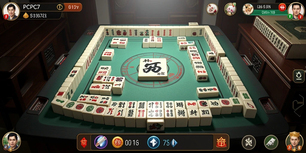 Tampilan gameplay yang menawan dari PCPC7 saat menyelesaikan papan Mahjong.