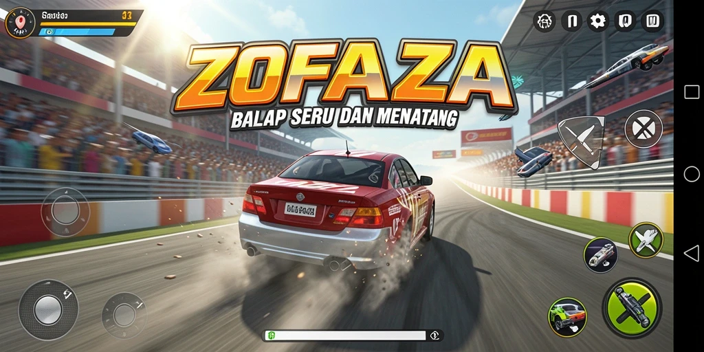 Tampilan gameplay balap yang mendebarkan di ZOFAZA.